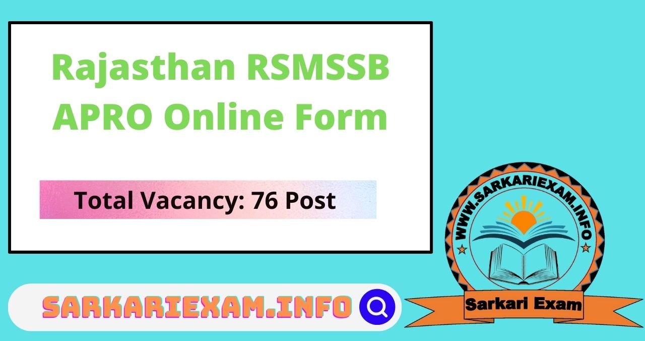 Rajasthan RSMSSB Assistant Public Relations Officer APRO