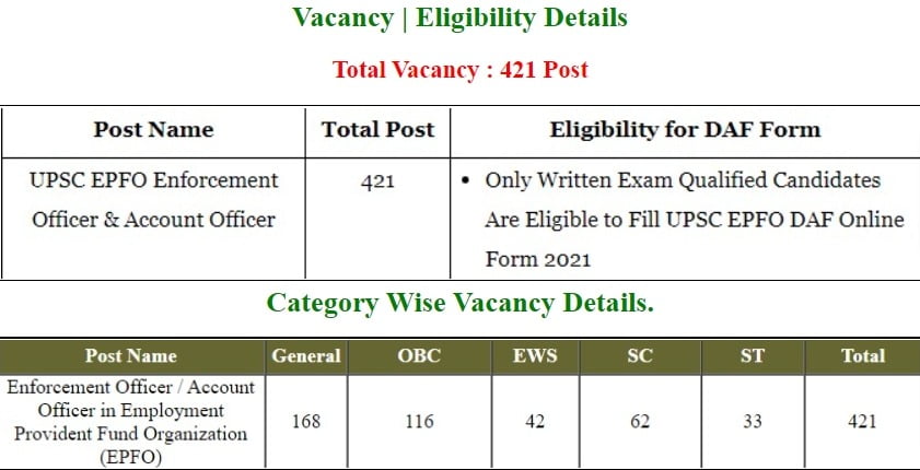 upsc epfo daf