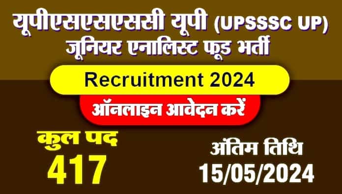 UPSSSC Junior Analyst Food Online Form 2024