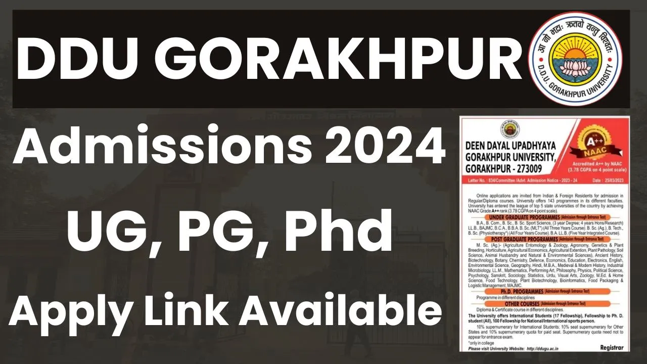 DDU Gorakhpur UG, PG, Phd Admissions Online Form 2024