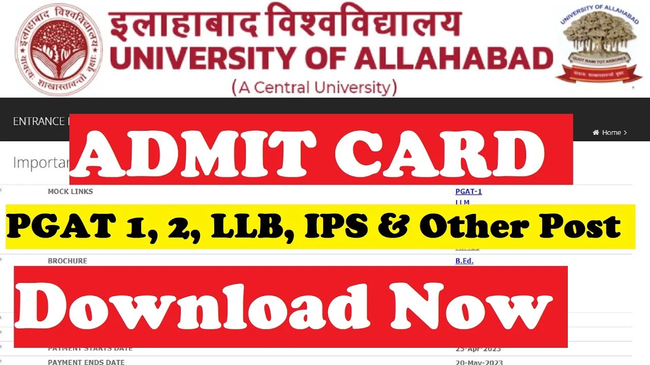 Allahabad University PGAT Admit Card 2024