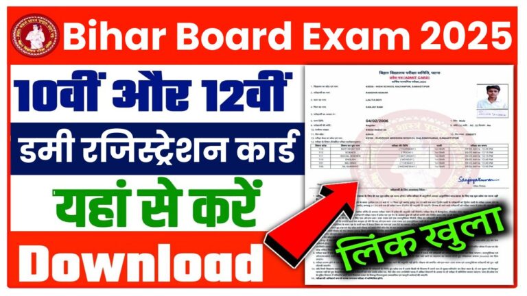 BSEB Bihar Board Class 10th & 12th Dummy Registration Card 2024