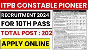 ITBP Constable Pioneer Online Form 2024