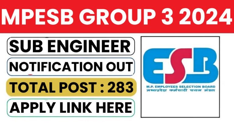 MPESB Group 3 Sub Engineer & Other Post Recruitment 2024