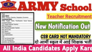 Army Public School AWES PGT,TGT & PRT Online Form 2024