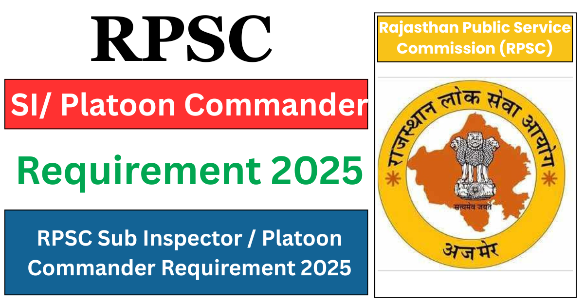 RPSC SI / Platoon Commander Recruitment 2025