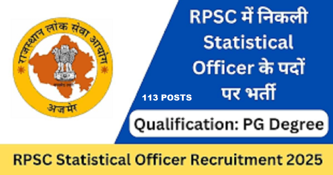 RPSC Statistical Officer Online Form-2025